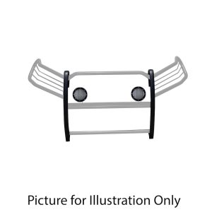 Black Horse Off Road Grille Guard, 3-Piece Modular, Polished, Stainless Steel, 1-1/2 Inch Diameter, With Brush Guard – 17A093904MSS-PLFB