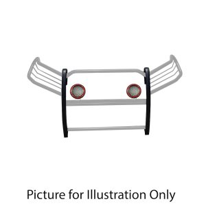 Black Horse Off Road Grille Guard, 3-Piece Modular, Polished, Stainless Steel, 1-1/2 Inch Diameter, With Brush Guard – 17A093904MSS-PLFR