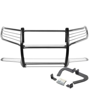 Black Horse Off Road Grille Guard, Polished, Stainless Steel, Modular, 1-1/2 Inch Diameter, With Brush Guard, Without Skid Plate – 17A096402MSS
