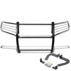 Black Horse Off Road Grille Guard, Polished, Stainless Steel, Modular, 1-1/2 Inch Diameter, With Brush Guard, Without Skid Plate – 17A096402MSS