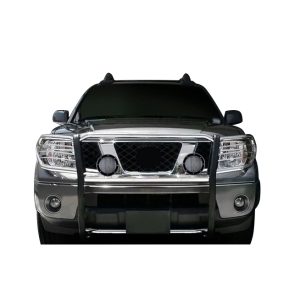 Black Horse Off Road Grille Guard, 3-Piece Modular, Polished, Stainless Steel, 1-1/2 Inch Diameter, With Brush Guard – 17A110200MSS-PLFB