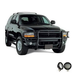 Black Horse Off Road Grille Guard, 3-Piece Modular, Powder Coated, Steel, 1-1/2 Inch Diameter, With Brush Guard, Without Skid Plate – 17BH23MA-PLFB