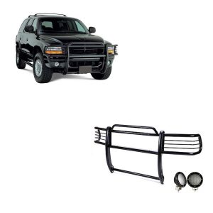 Black Horse Off Road Grille Guard, 3-Piece Modular, Powder Coated, Steel, 1-1/2 Inch Diameter, With Brush Guard, Without Skid Plate – 17BH23MA-PLFB