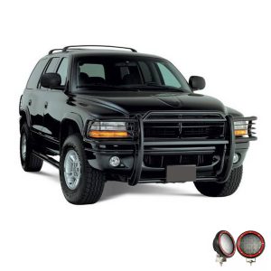 Black Horse Off Road Grille Guard, 3-Piece Modular, Powder Coated, Steel, 1-1/2 Inch Diameter, With Brush Guard, Without Skid Plate – 17BH23MA-PLFR