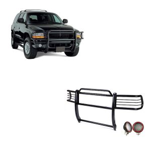 Black Horse Off Road Grille Guard, 3-Piece Modular, Powder Coated, Steel, 1-1/2 Inch Diameter, With Brush Guard, Without Skid Plate – 17BH23MA-PLFR