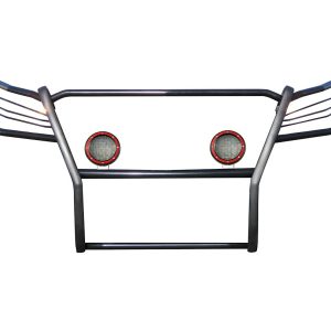 Black Horse Off Road Grille Guard, 3-Piece Modular, Powder Coated, Steel, 1-1/2 Inch Diameter, With Brush Guard, Without Skid Plate – 17D502MA-PLFR