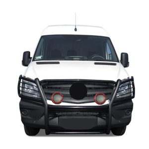 Black Horse Off Road Grille Guard, 3-Piece Modular, Powder Coated, Steel, 1-1/2 Inch Diameter, With Brush Guard, Without Skid Plate – 17D502MA-PLFR