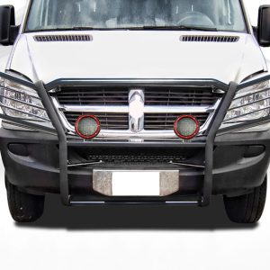 Black Horse Off Road Grille Guard, 3-Piece Modular, Powder Coated, Steel, 1-1/2 Inch Diameter, With Brush Guard, Without Skid Plate – 17D502MA-PLFR
