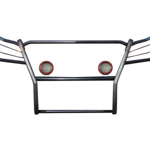 Black Horse Off Road Grille Guard, 3-Piece Modular, Powder Coated, Steel, 1-1/2 Inch Diameter, With Brush Guard, Without Skid Plate – 17D503MA-PLFR