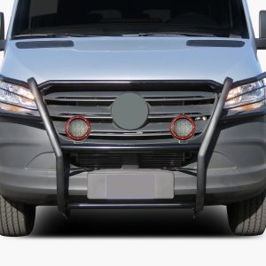 Black Horse Off Road Grille Guard, 3-Piece Modular, Powder Coated, Steel, 1-1/2 Inch Diameter, With Brush Guard, Without Skid Plate – 17D503MA-PLFR