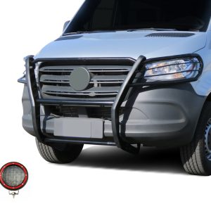 Black Horse Off Road Grille Guard, 3-Piece Modular, Powder Coated, Steel, 1-1/2 Inch Diameter, With Brush Guard, Without Skid Plate – 17D503MA-PLFR