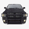 Black Horse Off Road Grille Guard, 3-Piece Modular, Powder Coated, Steel, 1-1/2 Inch Diameter, With Brush Guard, Without Skid Plate – 17DG105MA