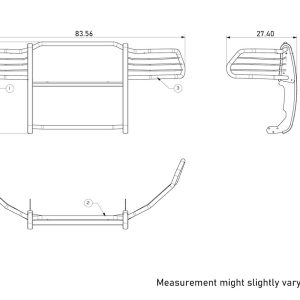 Black Horse Off Road Grille Guard, 3-Piece Modular, Powder Coated, Cold Rolled Steel, 1-1/2 Inch Diameter, Without Brush Guard – 17DG109MA