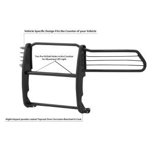 Black Horse Off Road Grille Guard, 3-Piece Modular, Powder Coated, Cold Rolled Steel, 1-1/2 Inch Diameter, Without Brush Guard – 17DG109MA