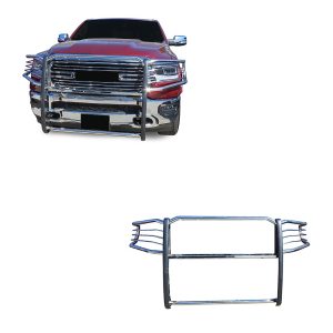 Black Horse Off Road Grille Guard, 3-Piece Modular, Polished, Stainless Steel, 1-1/2 Inch Diameter, With Brush Guard, Without Skid Plate – 17DG111MSS