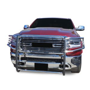 Black Horse Off Road Grille Guard, 3-Piece Modular, Polished, Stainless Steel, 1-1/2 Inch Diameter, With Brush Guard, Without Skid Plate – 17DG111MSS