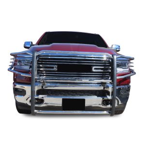 Black Horse Off Road Grille Guard, 3-Piece Modular, Polished, Stainless Steel, 1-1/2 Inch Diameter, With Brush Guard, Without Skid Plate – 17DG111MSS
