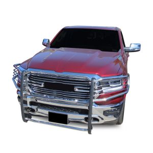 Black Horse Off Road Grille Guard, 3-Piece Modular, Polished, Stainless Steel, 1-1/2 Inch Diameter, With Brush Guard, Without Skid Plate – 17DG111MSS