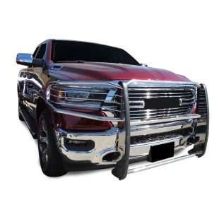 Black Horse Off Road Grille Guard, 3-Piece Modular, Polished, Stainless Steel, 1-1/2 Inch Diameter, With Brush Guard, Without Skid Plate – 17DG111MSS