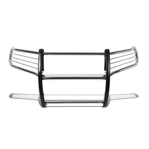 Black Horse Off Road Grille Guard, 3-Piece Modular, Polished, Stainless Steel, 1-1/2 Inch Diameter, With Brush Guard, Without Skid Plate – 17DG113MSS