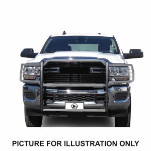 Black Horse Off Road Grille Guard, 3-Piece Modular, Polished, Stainless Steel, 1-1/2 Inch Diameter, With Brush Guard, Without Skid Plate – 17DG113MSS