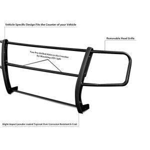 Black Horse Off Road Grille Guard, Spartan™, 3-Piece Modular, Powder Coated, Steel, With Brush Guard, Without Skid Plate – 17DOPRMA