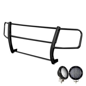 Black Horse Off Road Grille Guard, Spartan™, 3-Piece Modular, Powder Coated, Steel, 1-1/2 Inch Diameter, With Brush Guard – 17DOPRMA-PLFB