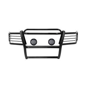 Black Horse Off Road Grille Guard, 3-Piece Modular, Powder Coated, Steel, 1-1/2 Inch Diameter, With Brush Guard, Without Skid Plate – 17EB26MA-PLFB