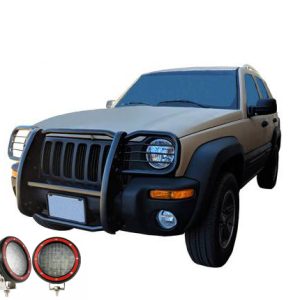Black Horse Off Road Grille Guard, 3-Piece Modular, Powder Coated, Steel, 1-1/2 Inch Diameter, With Brush Guard, Without Skid Plate – 17EH26MA-PLFR