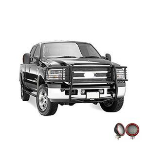 Black Horse Off Road Grille Guard, 3-Piece Modular, Powder Coated, Steel, 1-1/2 Inch Diameter, With Brush Guard, Without Skid Plate – 17FB23MA-PLFR
