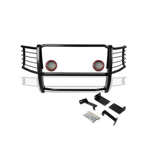 Black Horse Off Road Grille Guard, 3-Piece Modular, Powder Coated, Steel, 1-1/2 Inch Diameter, With Brush Guard, Without Skid Plate – 17FB23MA-PLFR