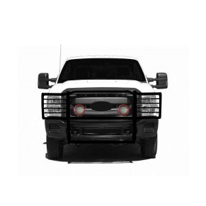 Black Horse Off Road Grille Guard, 3-Piece Modular, Powder Coated, Steel, 1-1/2 Inch Diameter, With Brush Guard, Without Skid Plate – 17FB26MA-PLFR