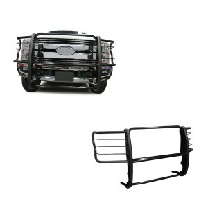 Black Horse Off Road Grille Guard, Powder Coated, Cold Rolled Steel, 1-1/2 Inch Diameter, With Brush Guard, Without Skid Plate – 17FB28MA