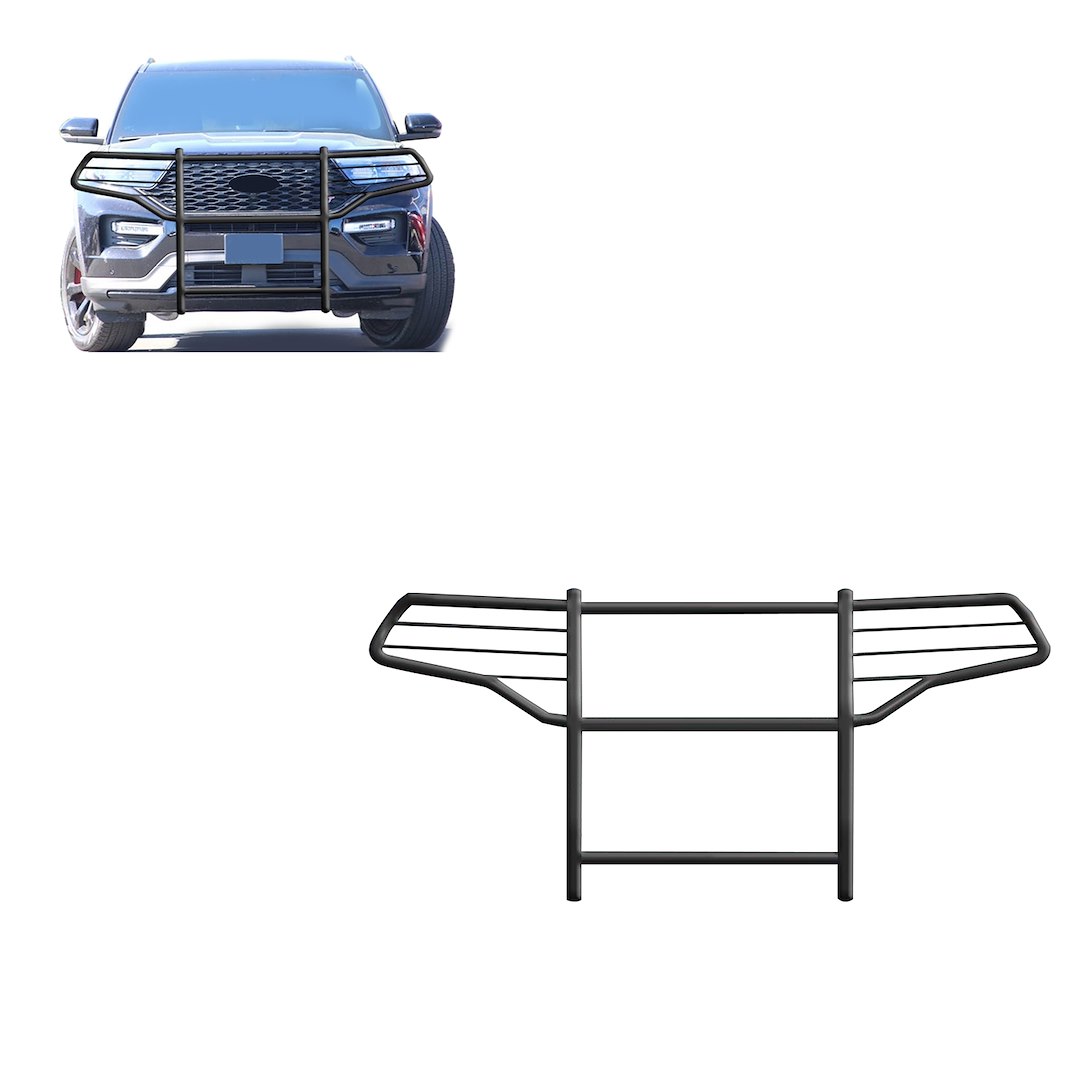 Black Horse Off Road Grille Guard, Powder Coated, Cold Rolled Steel, 1-1/2 Inch Diameter, With Brush Guard, Without Skid Plate – 17FJ31MA
