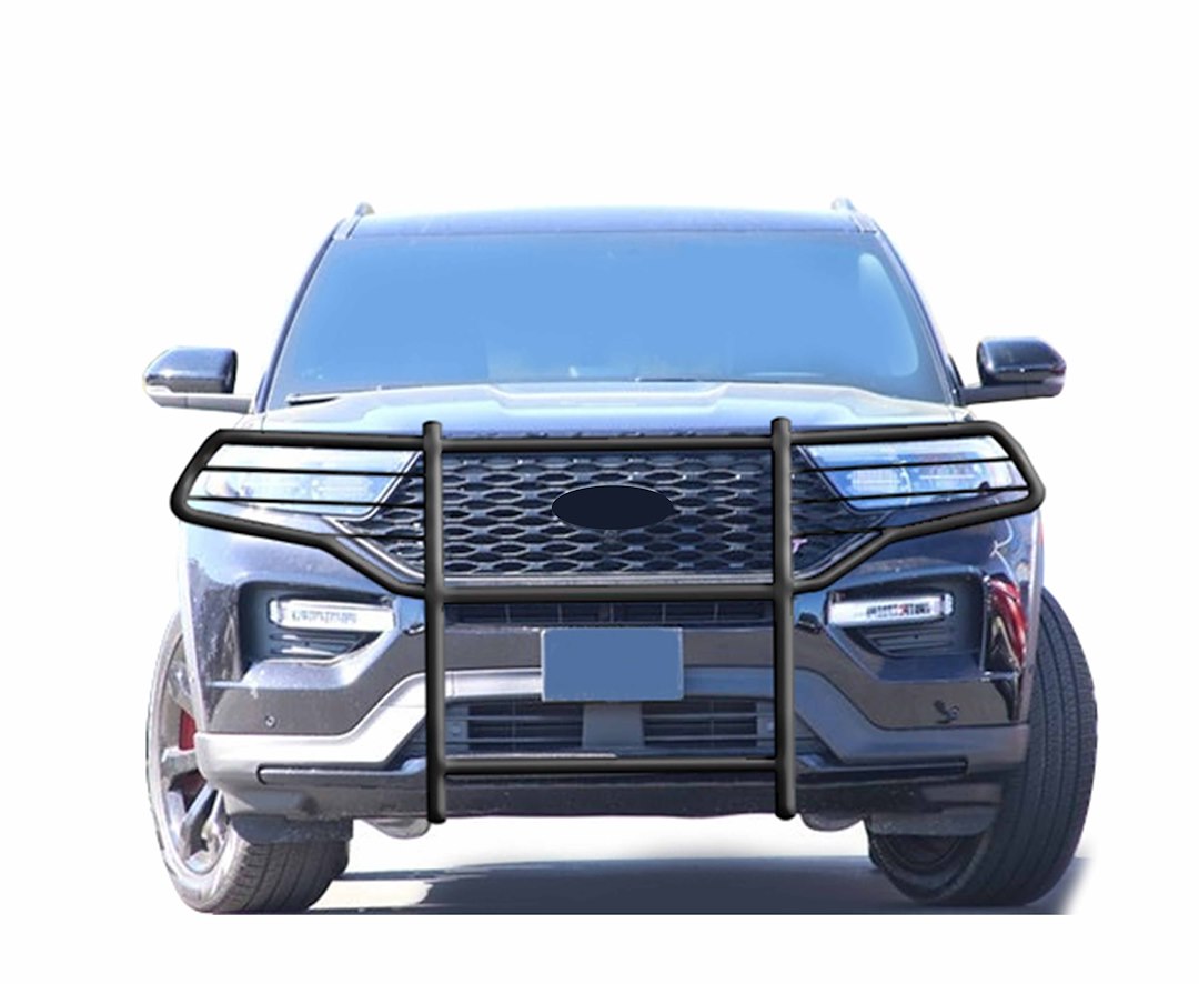Black Horse Off Road Grille Guard, Powder Coated, Cold Rolled Steel, 1-1/2 Inch Diameter, With Brush Guard, Without Skid Plate – 17FJ31MA