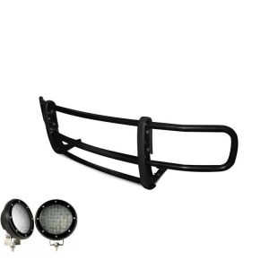 Black Horse Off Road Grille Guard, Spartan™, 3-Piece Modular, Powder Coated, Steel, 1-1/2 Inch Diameter, With Brush Guard – 17FOTRMA-PLFB
