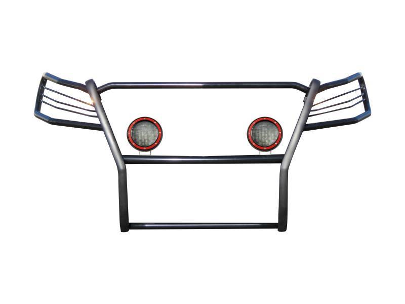 Black Horse Off Road Grille Guard, 3-Piece Modular, Powder Coated, Steel, 1-1/2 Inch Diameter, With Brush Guard, Without Skid Plate – 17FP10MA-PLFR