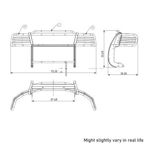 Black Horse Off Road Grille Guard, 3-Piece Modular, Semi-Gloss Powder Coat, Steel, 1.5 Inch Bar Diameter, With Brush Guard – 17FP27MA