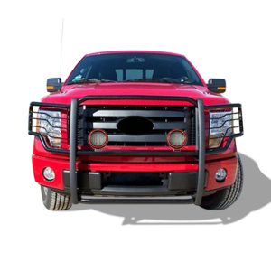 Black Horse Off Road Grille Guard, 3-Piece Modular, Powder Coated, Steel, 1-1/2 Inch Diameter, With Brush Guard, Without Skid Plate – 17FP30MA-PLFR