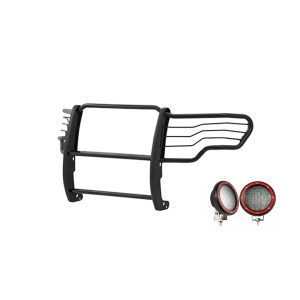 Black Horse Off Road Grille Guard, 3-Piece Modular, Powder Coated, Steel, 1-1/2 Inch Diameter, With Brush Guard, Without Skid Plate – 17FP30MA-PLFR