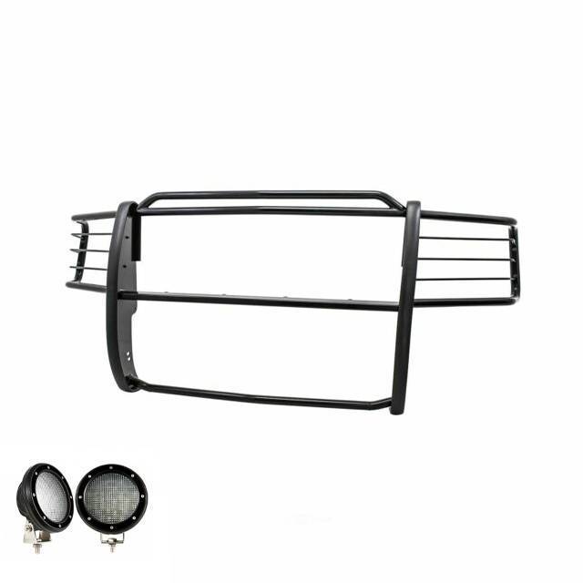 Black Horse Off Road Grille Guard, 3-Piece Modular, Powder Coated, Steel, 1-1/2 Inch Diameter, With Brush Guard, Without Skid Plate – 17FR20MA-PLFB