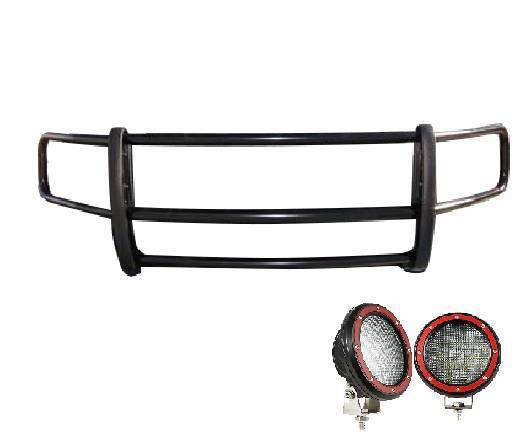 Black Horse Off Road Grille Guard, Spartan™, 3-Piece Modular, Powder Coated, Steel, 1-1/2 Inch Diameter, With Brush Guard – 17FT20MA-PLFR