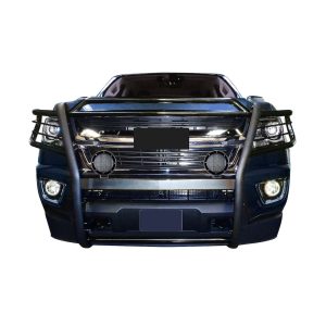 Black Horse Off Road Grille Guard, 3-Piece Modular, Powder Coated, Steel, 1-1/2 Inch Diameter, With Brush Guard, Without Skid Plate – 17GC15MA-PLFB