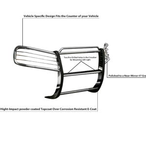 Black Horse Off Road Grille Guard, 3-Piece Modular, Polished, Stainless Steel, 1-1/2 Inch Diameter, With Brush Guard, Without Skid Plate – 17GD26MSS