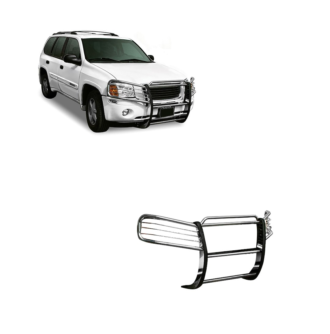 Black Horse Off Road Grille Guard, 3-Piece Modular, Polished, Stainless Steel, 1-1/2 Inch Diameter, With Brush Guard, Without Skid Plate – 17GD26MSS
