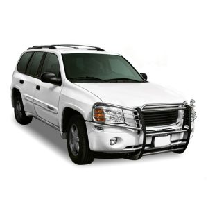 Black Horse Off Road Grille Guard, 3-Piece Modular, Polished, Stainless Steel, 1-1/2 Inch Diameter, With Brush Guard, Without Skid Plate – 17GD26MSS
