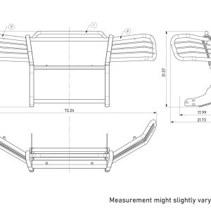 Black Horse Off Road Grille Guard, 3-Piece Modular, Polished, Stainless Steel, 1-1/2 Inch Diameter, With Brush Guard, Without Skid Plate – 17GD26MSS
