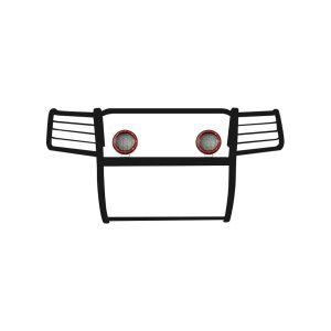 Black Horse Off Road Grille Guard, 3-Piece Modular, Powder Coated, Steel, 1-1/2 Inch Diameter, With Brush Guard, Without Skid Plate – 17GS10MA-PLFR