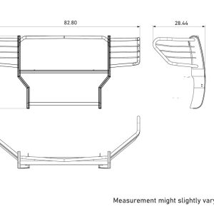 Black Horse Off Road Grille Guard, 3-Piece Modular, Powder Coated, Steel, 1-1/2 Inch Diameter, With Brush Guard, Without Skid Plate – 17GS15MA