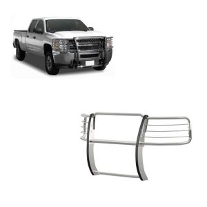 Black Horse Off Road Grille Guard, Polished, Stainless Steel, Modular, 1-1/2 Inch Diameter, With Brush Guard, Without Skid Plate – 17GT27MSS